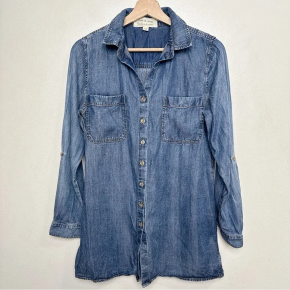 Cloth & Stone Womens Xsmall Chambray Button Shirt - Picture 4 of 16